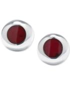 Red Jasper Stud Earrings (4.5mm) In Sterling Silver