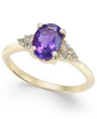 Amethyst (1-1/10 Ct. T.w.) And White Topaz (1/10 Ct. T.w.) Ring In 10k Gold