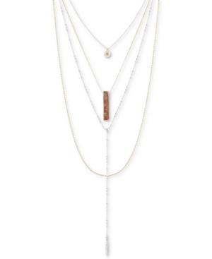 Lucky Brand Two-tone Druzy Stone Layered Necklace, 17-1/2 + 2 Extender