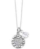 Unwritten Grandma Charm And Crystal Necklace In Stainless Steel