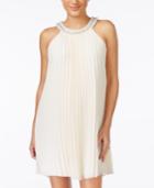 Speechless Juniors' Embellished Pleated Shift Dress