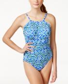 Swim Solutions Mastectomy Tile-print Halter One-piece Swimsuit Women's Swimsuit