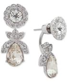 Givenchy Crystal Flower & Teardrop Front & Back Earrings