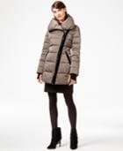 Vera Wang Velvet-trim Asymmetrical Puffer Coat
