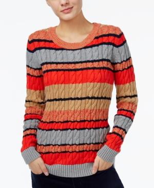 Tommy Hilfiger Cecelia Striped Cable-knit Sweater, Only At Macy's
