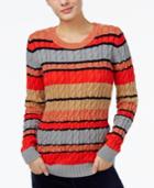 Tommy Hilfiger Cecelia Striped Cable-knit Sweater, Only At Macy's