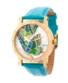 Bertha Quartz Isabella Collection Gold And Turquoise Leather Watch 38mm