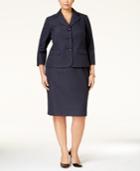 Le Suit Plus Size Three-button Textured Skirt Suit