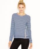 Lucky Lotus By Lucky Brand Striped Zip-detail Pullover