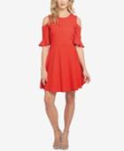 Cece Ruffled Cold-shoulder Fit & Flare Dress