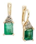 14k Gold Earrings, Emerald (2 Ct. T.w.) And Diamond (1/6 Ct. T.w.) Drop Earrings