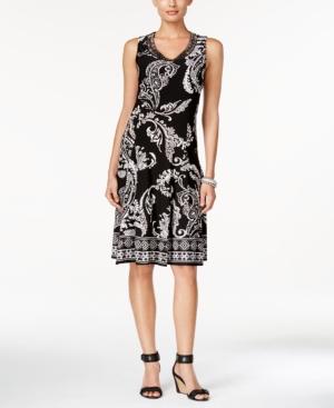 Jm Collection Sleeveless Paisley-print Dress, Only At Macy's