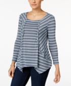 Style & Co. Petite Striped Handkerchief-hem Top, Only At Macy's