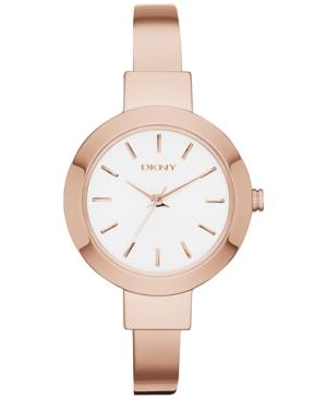Dkny Women's Stanhope Rose Gold-tone Stainless Steel Bangle Bracelet Watch 28mm Ny2351