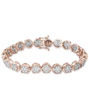 Effy Diamond Cluster Link Bracelet (3-3/4 Ct. T.w.) In 14k White & Rose Gold