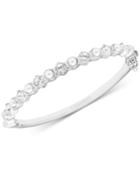 Givenchy Silver-tone Imitation Pearl & Crystal Bezel Bangle Bracelet