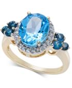 Blue Topaz (3-7/8 Ct. T.w.) & Diamond (1/4 Ct. T.w.) Ring In 10k Gold