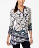 Style & Co. Petite Printed Asymmetrical-hem Tunic, Only At Macy's