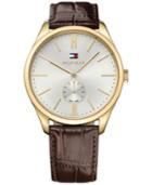 Tommy Hilfiger Men's Sport Luxury Brown Croc-embossed Leather Strap Watch 44mm 1791170