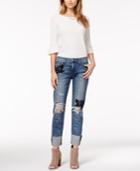 Joe's Cotton Ripped & Embroidered Cuff Jeans