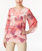 Jm Collection Printed Crisscross-hem Top, Only At Macy's
