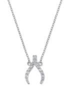 Diamond Wishbone Pendant Necklace (1/8 Ct. T.w.) In 14k White Gold