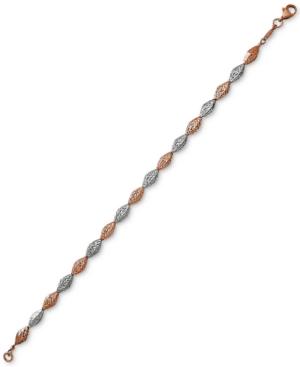 Textured Bead Bracelet In 10k White & Rose Gold