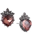 Jenny Packham Hematite-tone Pave & Stone Crown Stud Earrings