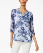 Alfred Dunner Petite Indigo Girls Embellished Floral-print Top