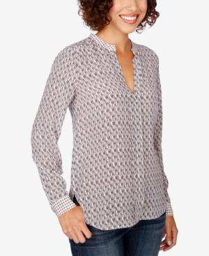 Lucky Brand Printed Split-neck Blouse