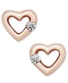 Giani Bernini Cubic Zirconia Heart Stud Earrings In 18k Rose Gold-plated Sterling Silver, Only At Macy's