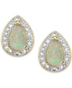 Opal (1/4 Ct. T.w.) & Diamond Accent Teardrop Stud Earrings In 18k Gold-plated Sterling Silver