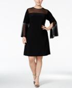 Msk Plus Size Bell-sleeve Illusion Dress