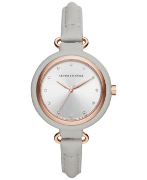 Ax Armani Exchange Women's Gray Leather Strap Watch 38mm Ax4235