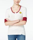 Rebellious One Juniors' Smiley Face Patch Graphic Henley