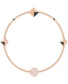 Swarovski Rose Gold-tone Crystal Fireball And Pave Pyramid Chain Bracelet