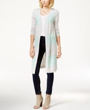 Oh! Mg Juniors' Space-dyed Geo Duster Cardigan