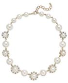 Charter Club Gold-tone Imitation Pearl And Crystal Collar Necklace, Only At Macy's