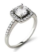 Moissanite Cushion Halo Ring (1-3/8 Ct. Tw.) In 14k White Gold