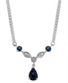 Sapphire (1-1/6 Ct. T.w.) And Diamond Accent Frontal Necklace In 14k White Gold
