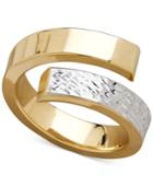 Two-tone Bypass Ring In 14k Gold & Rhodium-plate