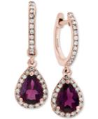 Effy Rhodolite Garnet (1-1/2 Ct. T.w.) & Diamond (1/4 Ct. T.w.) Drop Earrings In 14k Rose Gold