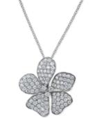 Effy Diamond Flower Pendant Necklace In 14k White Gold (1-1/10 Ct. T.w.)