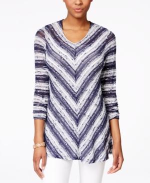 Style & Co. V-neck Striped Top, Only At Macy's
