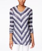 Style & Co. V-neck Striped Top, Only At Macy's