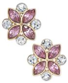 Charter Club Gold-tone Purple Crystal Floral Stud Earrings, Only At Macy's