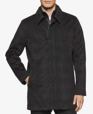 Calvin Klein Men's Layered Textured Pattern Car Coat