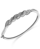 Diamond Accent Twist Bangle Bracelet In Silver-plated Bronze