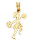 14k Gold Charm, Cheerleader With Pom-poms Charm