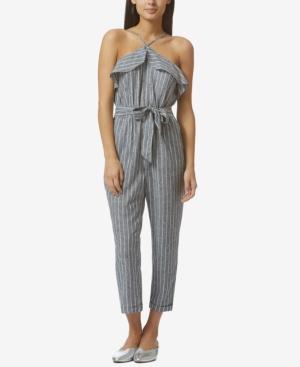 Avec Les Filles Railroad-stripe Halter Jumpsuit